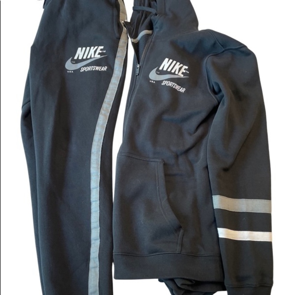 Nike Mens NSW Black Sweat Suit Tracksuit Set Size Small pants M size hoodie